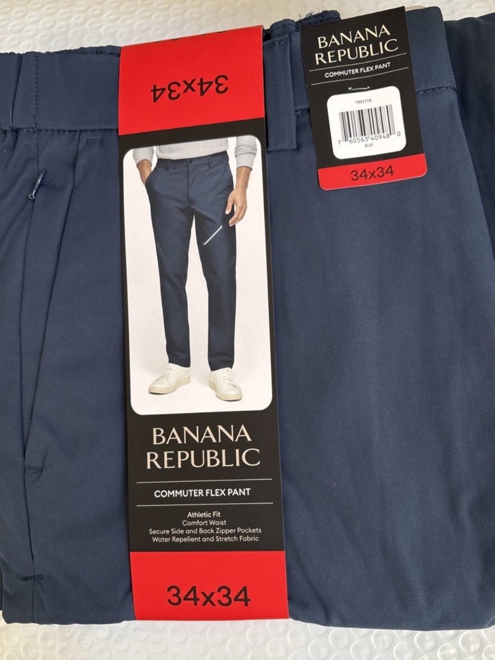 Banana Republic Pants Mens 34X34 Blue Flat Front Polyester Performance Chino
